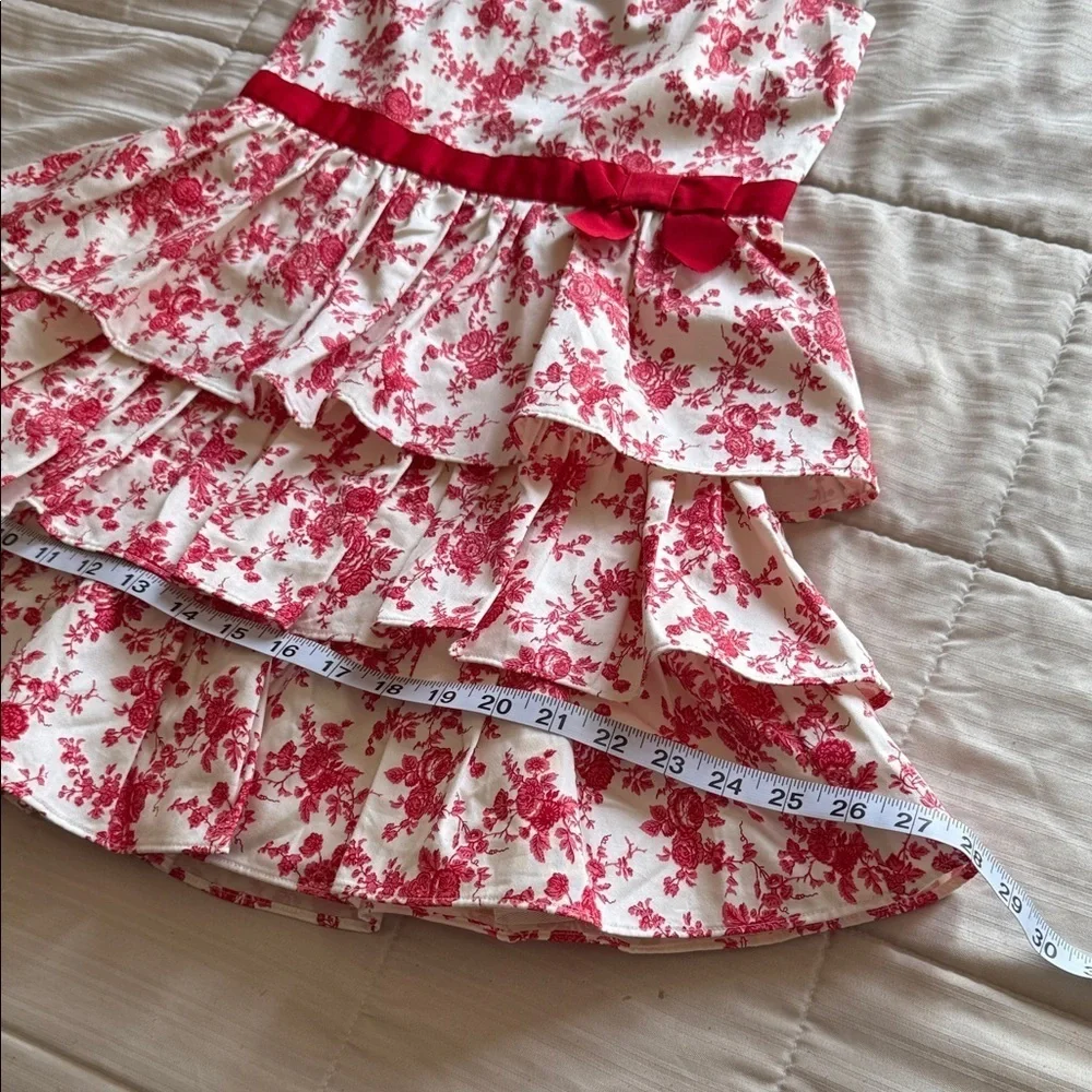 Janie and Jack Girls 8 Red Floral Ruffle Dress Holiday Edition